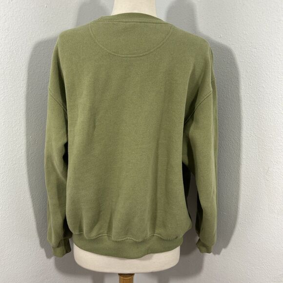 Nirvana Sweatshirt Womens S‎ Petite Green Crew Neck Graphic Smile Overdyed Y2K - Picture 3 of 8